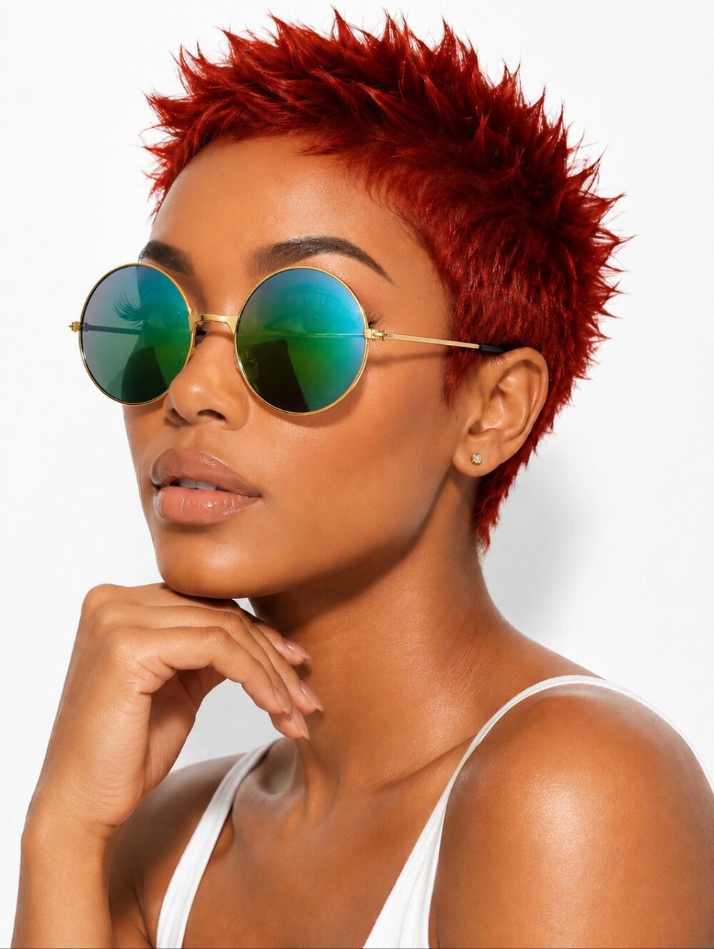 Vintage-Inspired Round Gold Frame Sunglasses NWT